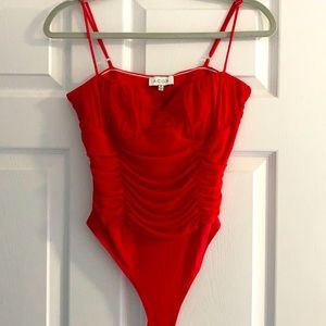 Red corset bodysuit